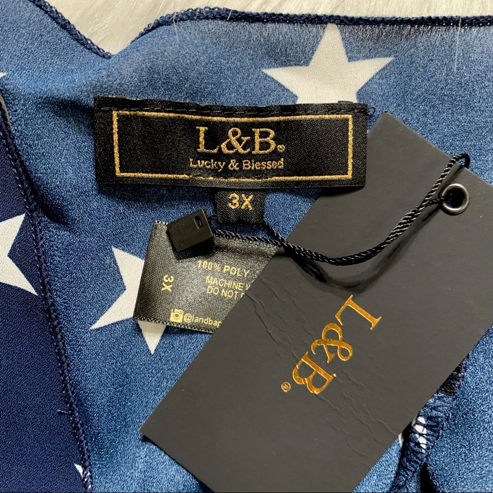 SOLD-NWT L&B {Boutique} Flag Star Kimono Duster Cardigan - Picture 9 of 10